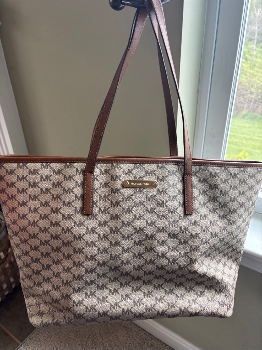 Michael Kors Tan & Cream MK Logo Tote